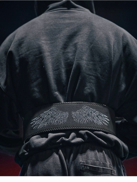 Other - Black Wing-Embroidered Men’s Waist Belt